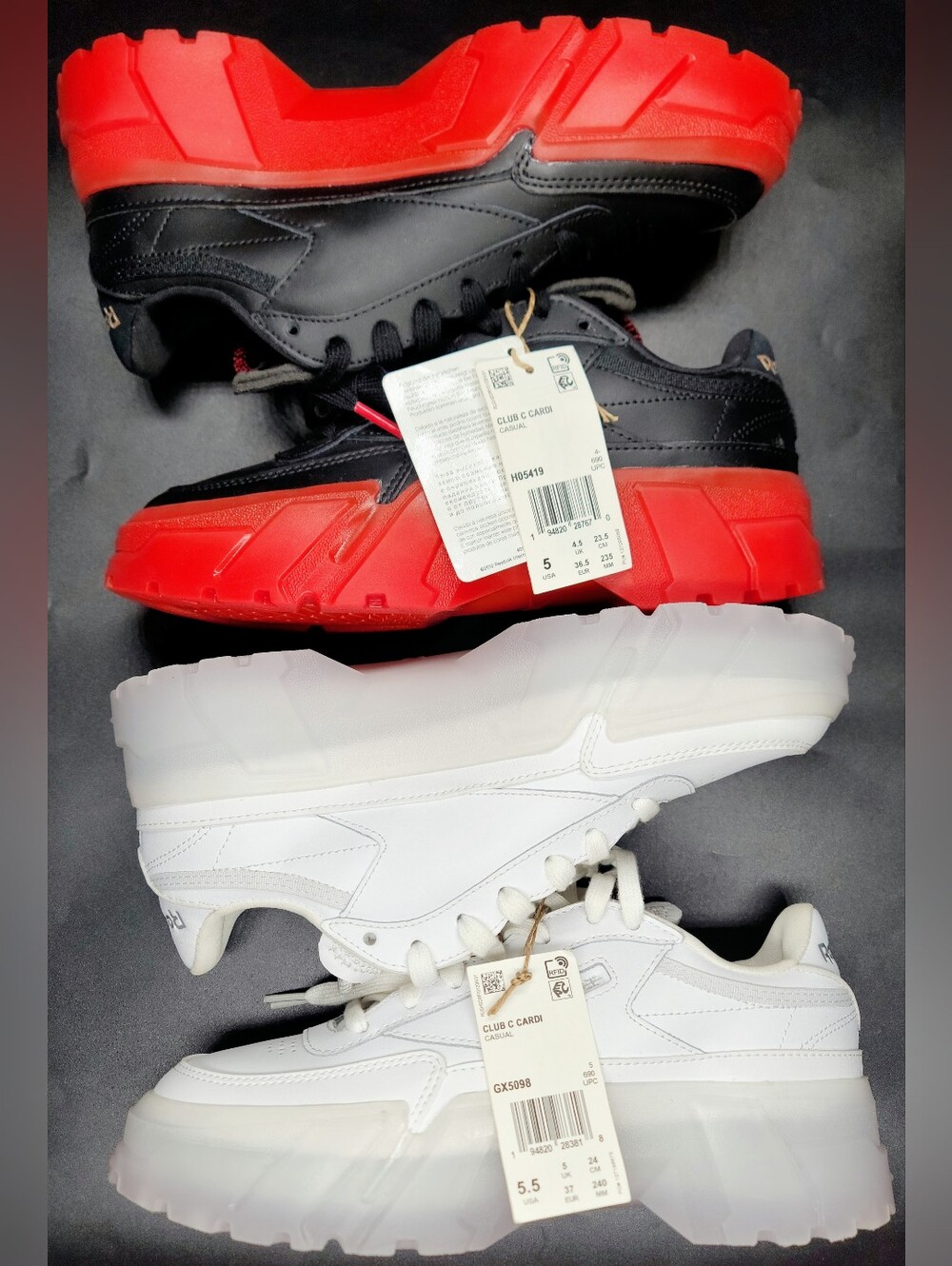 Reebok Cardi B Club C Lot Of 2 Sz 5-5.5 Women NWT Red-Black/White